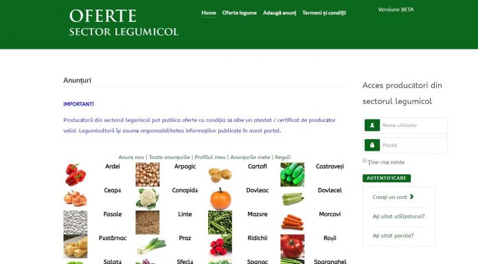 Ministerul Agriculturii a lansat o platformă online pentru micii producători de legume