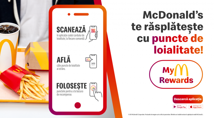 McDonald’s are acum un program de loialitate în aplicația mobilă, cu puncte ce pot fi transformate în meniuri gratis McDonald's