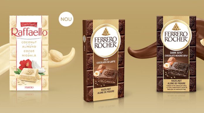 Ferrero lansează în România noile tablete de ciocolată Ferrero Rocher şi Raffaello