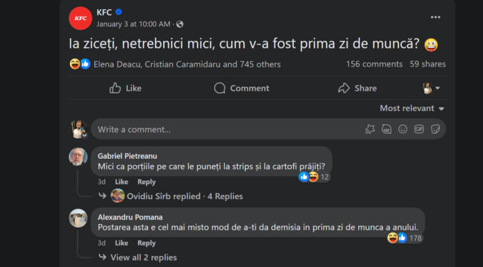 KFC România începe anul 2024 cu o postare… ciudată