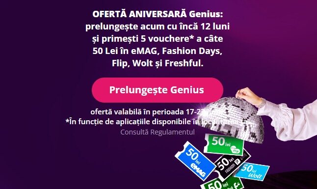 eMAG oferă 5 vouchere de 50 lei cadou pentru membrii Genius! eMAG oferă 5 vouchere de 50 lei