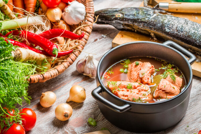 Fresh ingredients for fish soup Dobrogea